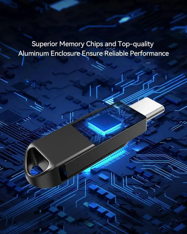 Alt view image 5 of 7 - 128GB USB C Flash Drive Dual Drive USB 3.0 and Type C Thumb Drive Up to 110MB/s Read Metal Waterproof Swivel Design Portable for PC Laptop Tablet Android Smartphone iPhone 15 and More Black