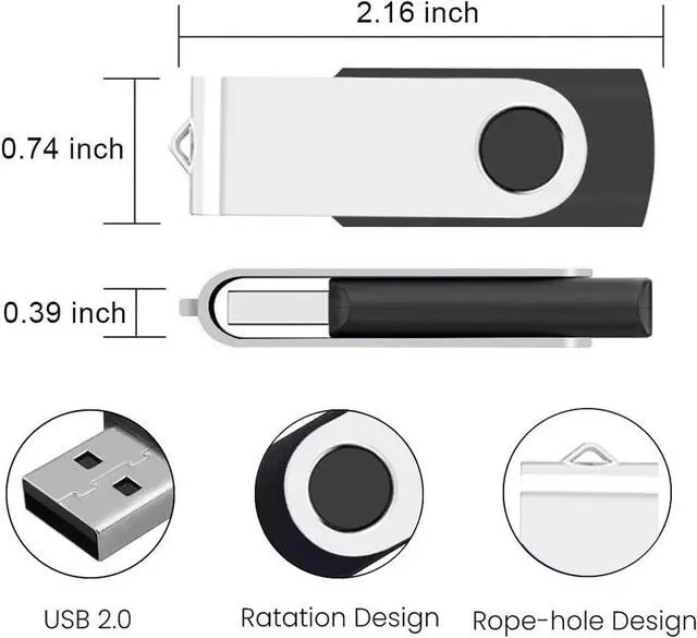 Alt view image 4 of 7 - 50 Pack Flash Drives 2GB with Lanyards Premium USB 2.0 Thumb Drives Bulk USB Memory Stick 2GB Pendrive Jump Drive (2GB 50 Pack Black)