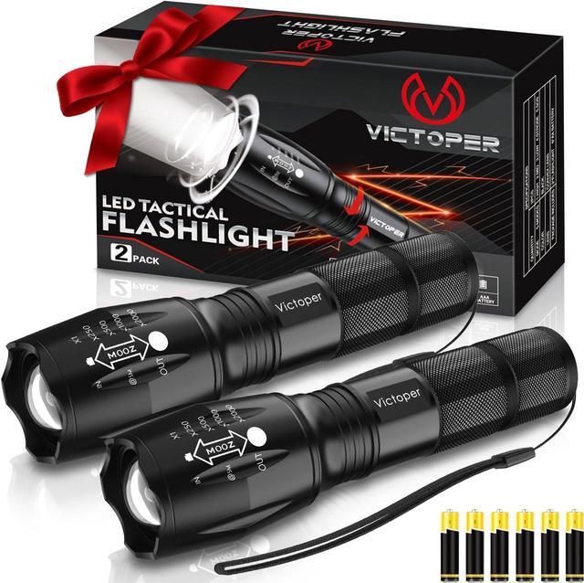 Main image of LED Flashlight 2 Pack Bright 2000 Lumens Tactical Flashlights High Lumens with 5 Modes Waterproof Zoomable Flash Light for Outdoor Gifts for Christmas Stocking Camping Essentials Gear