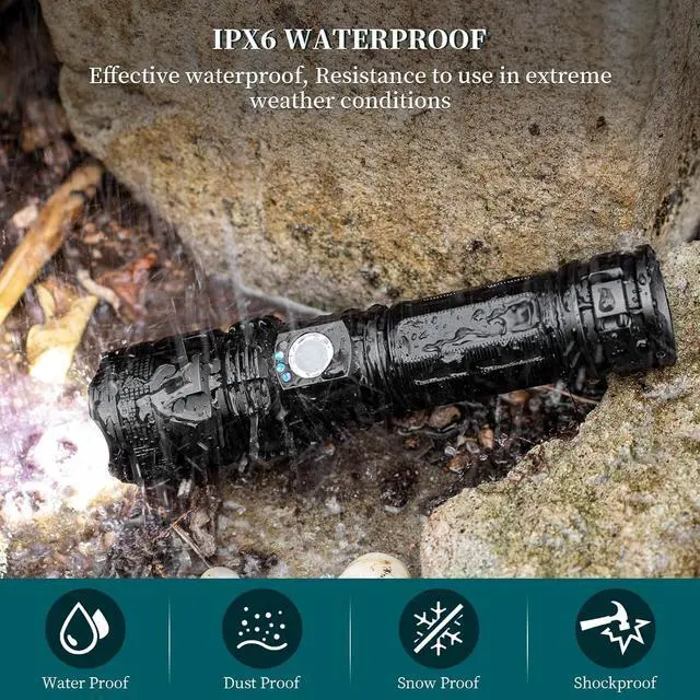 Alt view image 6 of 7 - BERCOL Rechargeable LED Flashlights High Lumens, 990,000 Lumens Super Bright Powerful Flashlights, 5 Modes, IPX6 Waterproof Handheld Flash light for Emergencies, Hiking