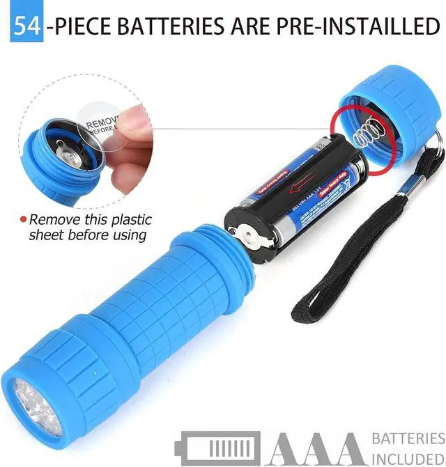 Alt view image 5 of 7 - FASTPRO 18-Pack, 9-LED Mini Flashlight Set, AAA Batteries are Included and Pre-Installed, Perfect for Class Teaching, Camping, Wedding Favor