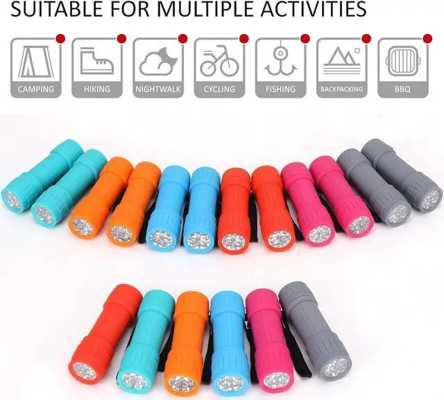 Alt view image 7 of 7 - FASTPRO 18-Pack, 9-LED Mini Flashlight Set, AAA Batteries are Included and Pre-Installed, Perfect for Class Teaching, Camping, Wedding Favor