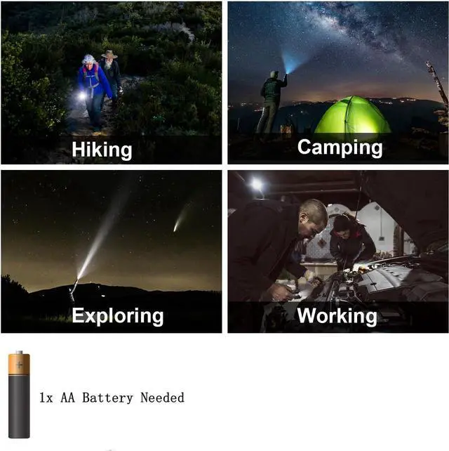 Alt view image 6 of 7 - LED Flashlights 2 Pack Bright Powerful EDC 3000 Lumen Handheld Flash Lights High Lumens Pocket Linterna 5 Modes Waterproof for Gift Survival Emergency Camping