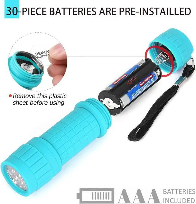 Alt view image 4 of 7 - FASTPRO 10-Pack, 9-LED Mini Flashlight Set, AAA Batteries are Included and Pre-Installed, Perfect for Class Teaching, Camping, Wedding Favor