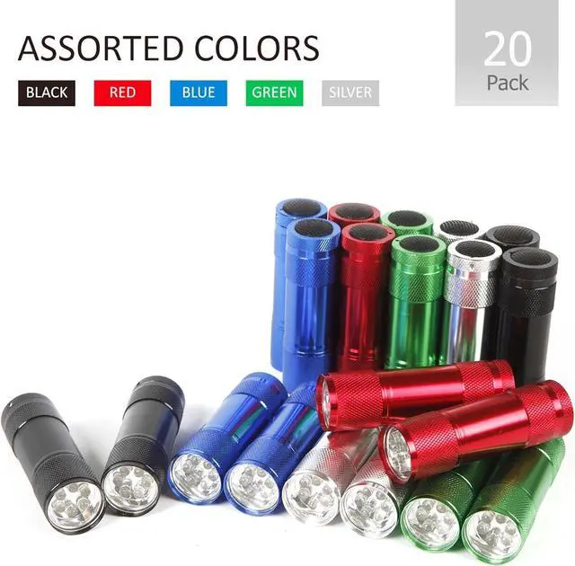 Alt view image 3 of 7 - 20-Pack Aluminum 6-LED Flashlights Set with Lanyard and AAA Batteries Included and Pre-Installed