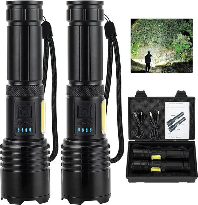 Main image of Rechargeable LED Flashlights High Lumens 990 000 Lumens Super Bright Flashlight High Powerful Flash Light 7 Modes with COB Work Light IPX7 Waterproof for Outdoor Emergency Camping Hiking