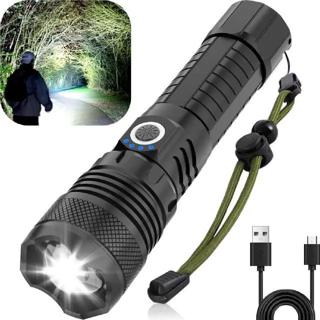 Main image of LED Flashlights High Powered 10000 Lumens Super Bright Tactical Flashlight Rechargeable 5 Modes Zoomable Waterproof Flash Lights Gift for Christmas Stocking