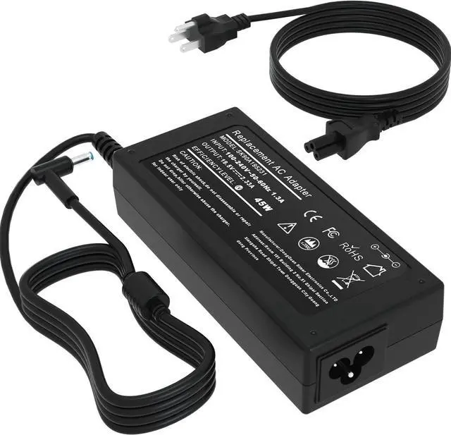 Main image of Laptop Charger 45W Power Cord: Replacement for HP 14 15 15.6 17 Portable Students and Business Laptop Model 741727-001 AC Adapter - 45W 19.5V 2.31A for HP Pavilion/Stream Computer Power Supply