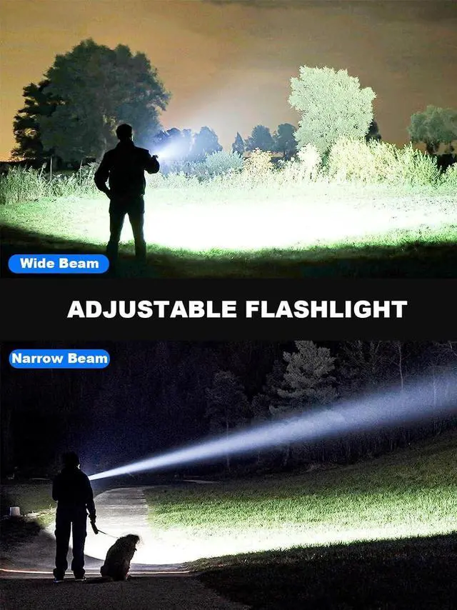 Alt view image 6 of 7 - Flashlights High Lumen Rechargeable, 990,000 Lumens Super Bright LED Flashlight, High Powered Flash Light with 5000 mAh Capacity, Waterproof Handheld Flashlight for Camping Hiking(2 Pack)