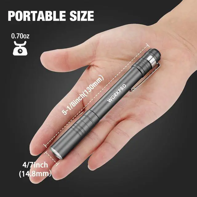 Alt view image 2 of 7 - LED Pen Light Aluminum Pen Flashlights Pocket Flashlight with Clip for Inspection Emergency Everyday 2AAA Batteries Include Gray(4-Pack)