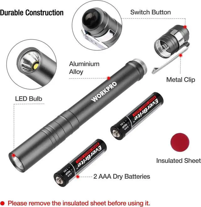 Alt view image 4 of 7 - LED Pen Light Aluminum Pen Flashlights Pocket Flashlight with Clip for Inspection Emergency Everyday 2AAA Batteries Include Gray(4-Pack)