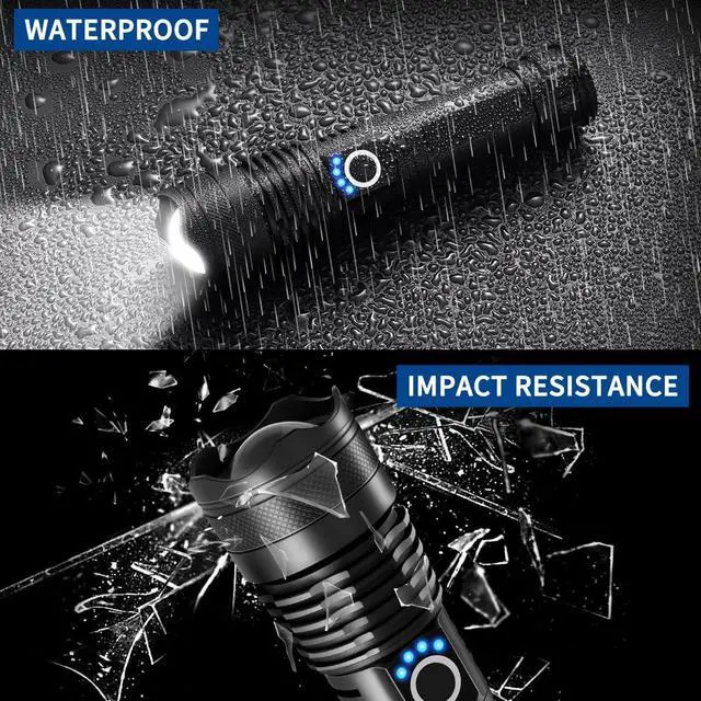 Alt view image 6 of 7 - Flashlights High Lumens Rechargeable 2Pack Rechargeable Flashlights 900000lm Super Bright Flashlight 5Mode Tactical Flashlights High Lumens LED Flashlight High Powered Waterproof Flash Light LED