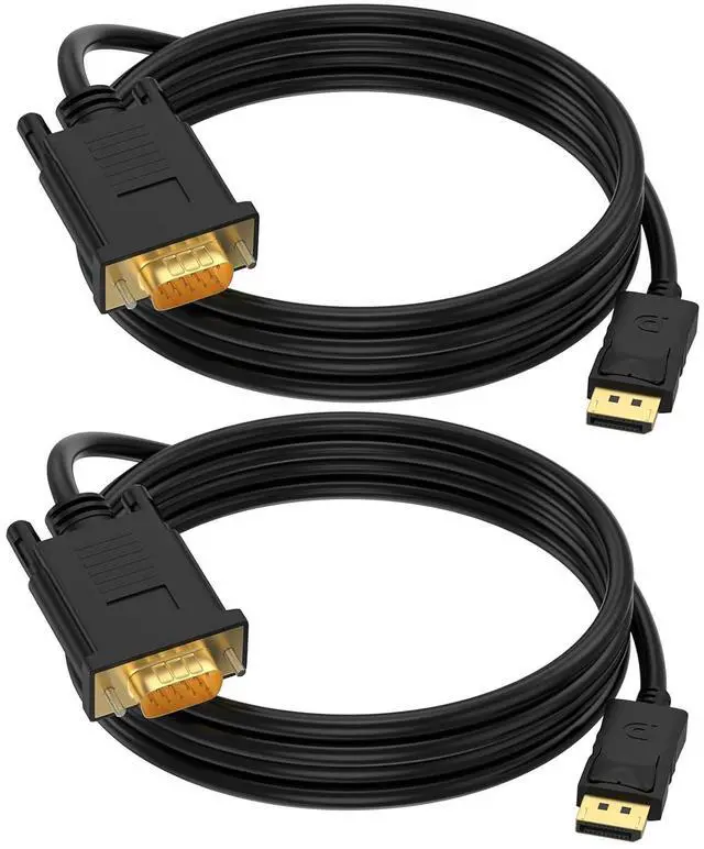 Main image of (in) DisplayPort to (Out) VGA Adapter DP to VGA Cable Male to Male Gold-Plated for Computer Laptop Monitor TV Projector (NOT Bidirectional ) (3 Feet / 2PACK)