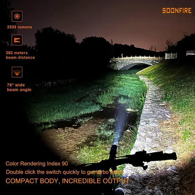 Alt view image 3 of 7 - MX75 2530 Lumen LED Tactical Flashlight Law Enforcement, 390 Yards Beam Distance USB-C Rechargeable Pocket Flashlight with Battery