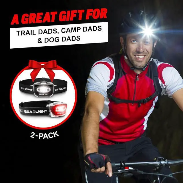 Alt view image 3 of 7 - 2Pack LED Headlamp - Outdoor Camping Head Lamps with Adjustable Headband - Lightweight Battery Powered Bright Flashlight Headlight with 7 Modes and Pivotable Head and Red Light
