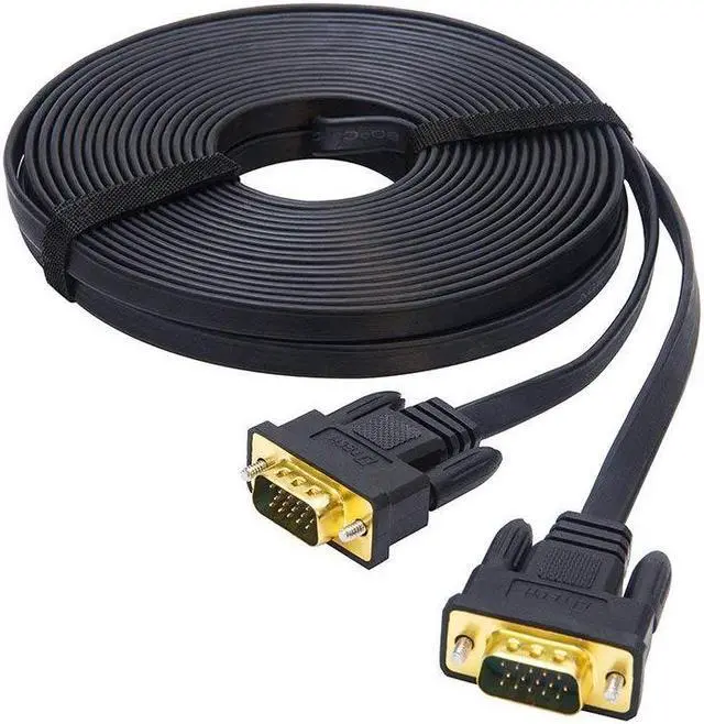 Main image of DTech 10m Ultra Thin Flat Computer Monitor VGA Cable Long 32 Feet Male to Male 15 Pin Connector Standard SVGA Wire Black