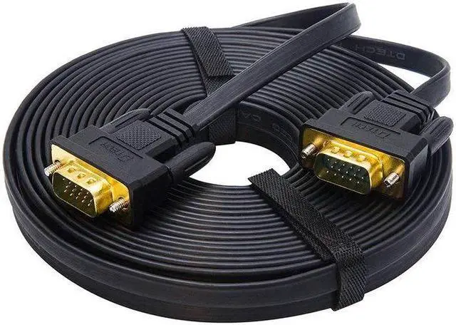 Alt view image 6 of 7 - DTech 10m Ultra Thin Flat Computer Monitor VGA Cable Long 32 Feet Male to Male 15 Pin Connector Standard SVGA Wire Black