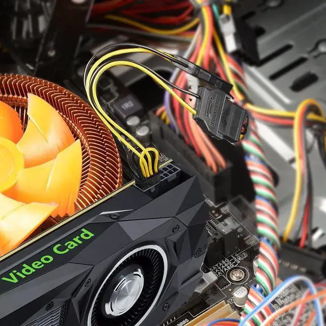 Alt view image 5 of 6 - J&D 6 Pin PCIe to Dual SATA Power Cable, 2X SATA to 6 Pin PCIe Express Graphics Video Card Power Cable Adapter (2 Pack), 8 Inch