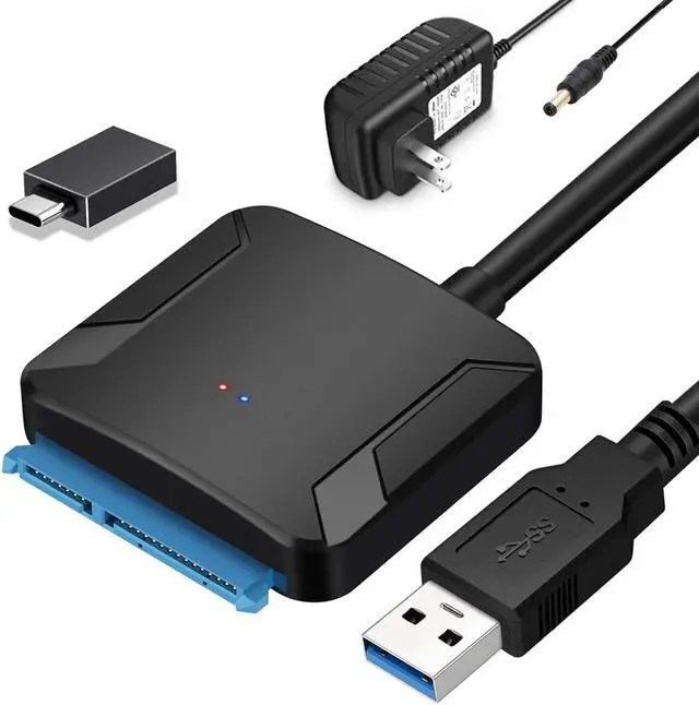 Main image of SATA to USB 3.0 Adapter, External Hard Drive Converter Cable for 2.5" 3.5" HDD, SSD with Power Supply