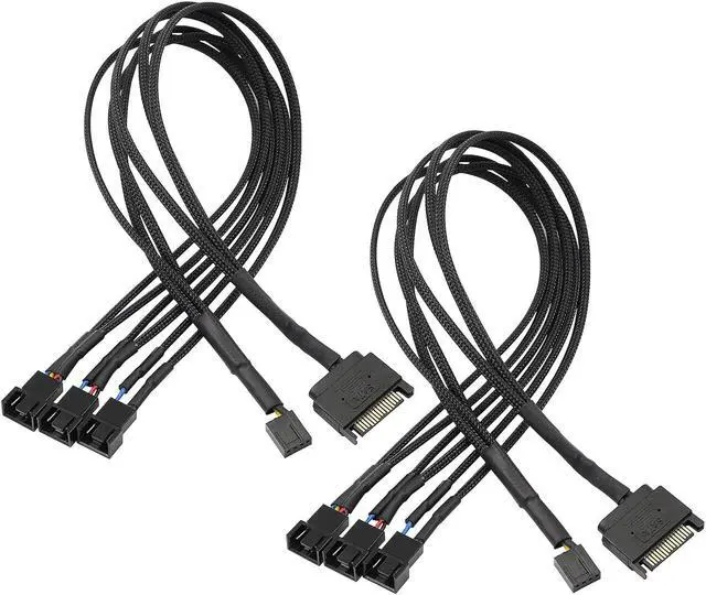 Main image of XMSJSIY SATA to 3 Pin 4 Pin PWM Fan Adapter Splitter Hub for 12V Desktop Computer Cooler Case Fans, 2 Pieces Packing