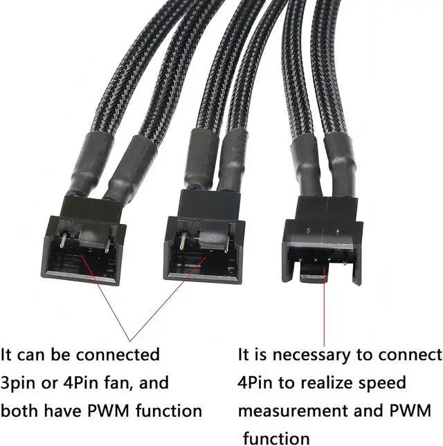 Alt view image 3 of 6 - XMSJSIY SATA to 3 Pin 4 Pin PWM Fan Adapter Splitter Hub for 12V Desktop Computer Cooler Case Fans, 2 Pieces Packing