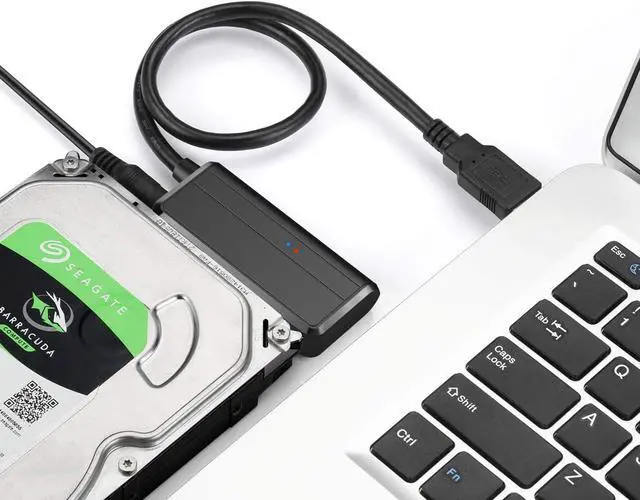 Alt view image 5 of 7 - SATA to USB 3.0 Adapter Cable for 2.5 3.5 inch HDD/SSD, Hard Drive Adapter Converter Support UASP Includes 12V/2A Power Adapter, Black