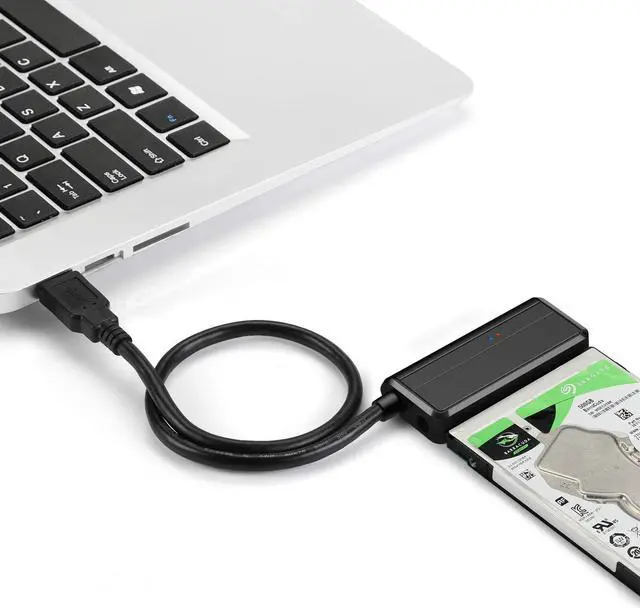 Alt view image 2 of 7 - SATA to USB 3.0 Adapter Cable for 2.5 3.5 inch HDD/SSD, Hard Drive Adapter Converter Support UASP Includes 12V/2A Power Adapter, Black