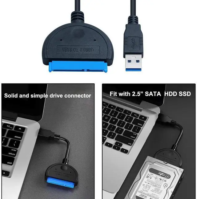 Alt view image 3 of 7 - DTech SATA to USB 3.0 Adapter Cable for 2.5 inch SSD HDD Hard Drive to Computer PC Laptop 5Gbps Superspeed Compatible with USB 2.0 1.1 Older SATA Connector