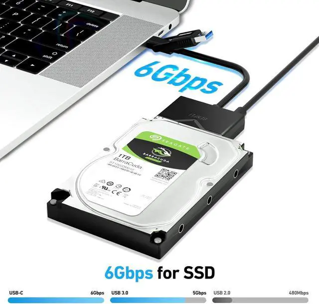 Alt view image 2 of 7 - BENFEI SATA to USB 3.0 Cable, USB 3.0 to SATA III Hard Drive Adapter Compatible for 2.5 3.5 Inch HDD/SSD Hard Drive Disk with 12V/2A Power Adapter, Support UASP