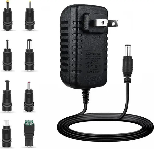 Main image of 12V 2A Power Supply, Universal Power Adapter with 8 Selectable Plug, Power Adapter for Led Power Supply, CCTV Camera, BT Speaker, GPS, Webcam, Router - 2000mA Max