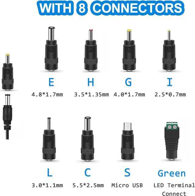 Alt view image 3 of 7 - 12V 2A Power Supply, Universal Power Adapter with 8 Selectable Plug, Power Adapter for Led Power Supply, CCTV Camera, BT Speaker, GPS, Webcam, Router - 2000mA Max