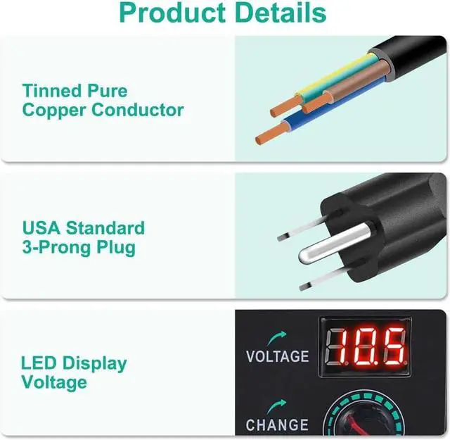 Alt view image 6 of 7 - Universal Power Supply 3V~24V 3A 72W Adjustable Variable 3V 5V 9V 12V 18V 20V 24V AC/DC Adapter Charger 100V-240V AC to DC Converter with 14 Tips Polarity Converter and 4-Way Power Splitter Cable