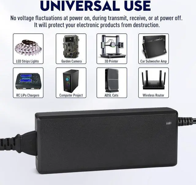Alt view image 6 of 7 - Facmogu 12V 10A Power Supply AC to DC Adapter, AC to DC Converter 100V-240V to 12V 10A 120W, 12 Volts 10 Amps Power Transformer 5.5x2.5mm & 5.5x2.1mm Tip, Desktop Regulated Power Adapter
