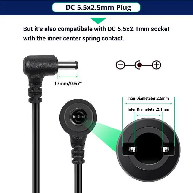 Alt view image 5 of 7 - Facmogu 12V 10A Power Supply AC to DC Adapter, AC to DC Converter 100V-240V to 12V 10A 120W, 12 Volts 10 Amps Power Transformer 5.5x2.5mm & 5.5x2.1mm Tip, Desktop Regulated Power Adapter