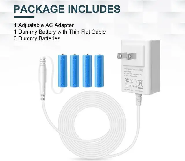 Alt view image 7 of 7 - Lenink Adjustable AC Power Supply Adapter for AA Batteries, 3V to 6V, LED Lights & Decorations (White)