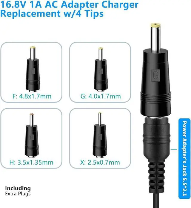 Alt view image 2 of 4 - Massage Gun Charger Power Adapter Replacement 16.8V 0.8A 1A AC DC Power Supply Adapter for Massage Gun Power Supply Cord Cable - 6.6FT