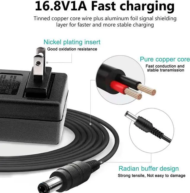 Alt view image 3 of 4 - Massage Gun Charger Power Adapter Replacement 16.8V 0.8A 1A AC DC Power Supply Adapter for Massage Gun Power Supply Cord Cable - 6.6FT
