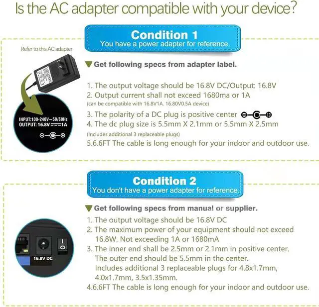 Alt view image 4 of 4 - Massage Gun Charger Power Adapter Replacement 16.8V 0.8A 1A AC DC Power Supply Adapter for Massage Gun Power Supply Cord Cable - 6.6FT