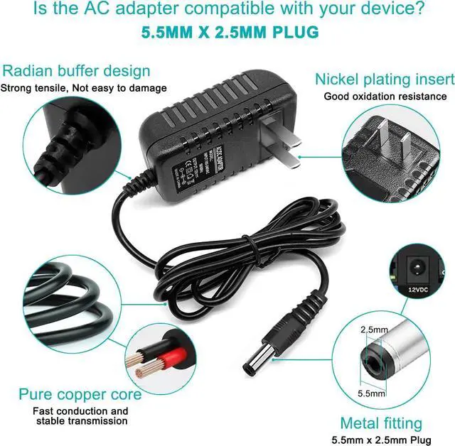 Alt view image 3 of 6 - 12V 2A 1A Power Supply AC Adapter with 8 Tips Regulated 12 Volts 2000mA Replacement Charger Cord Cable for LED Strip Light CCTV Camera BT Speaker GPS Webcam Router DC 12V Converter (6ft)