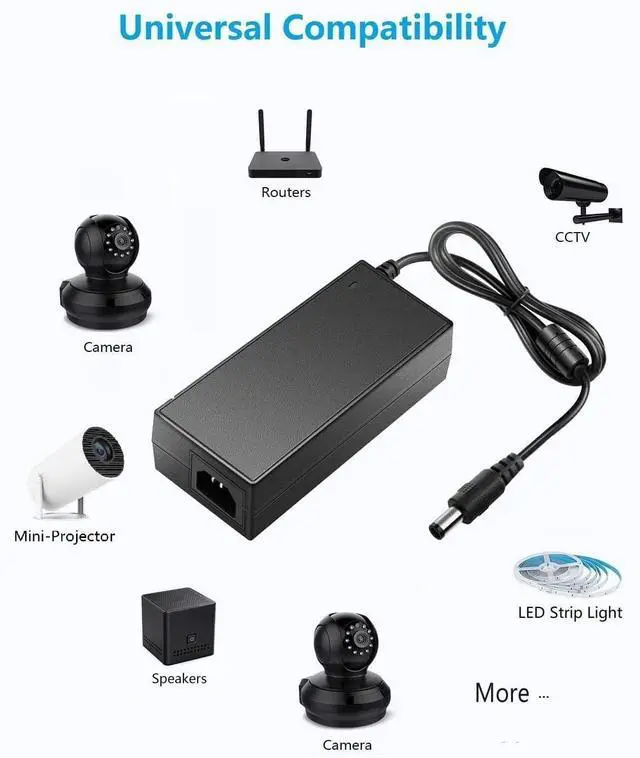 Alt view image 5 of 5 - 24V DC Power Supply 4A Universal AC Adapter, 100-240 50/60Hz Adapter to 24 Volts 4Amp Transformer, DC 24V Power Cord, 5.5mm x 2.5mm Plug