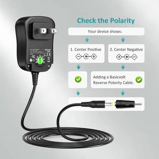 Alt view image 5 of 7 - 24W Universal AC/DC Adapter Multi-Voltage Regulated Switching Power Supply with 11 Selectable DC Plugs for 3V 4.5V 5V 6V 7.5V 9V 12V LED Strip Light CCTV Camera Speaker Router,2A Max