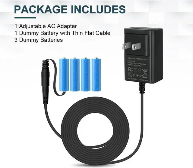 Alt view image 7 of 7 - Adjustable AC Power Supply Adapter for 2 AA 3 AA 4 AA Batteries 3V 4.5V 6V AA Battery Replacement Adapter for LED Lights Decorations (Black)