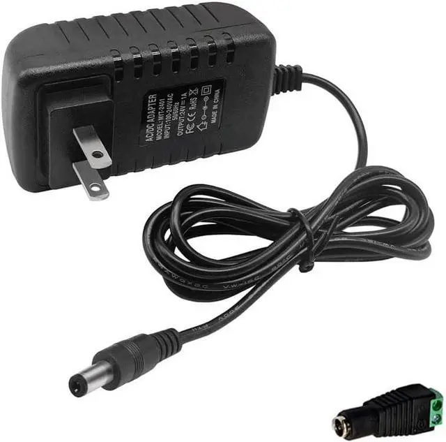 Main image of DC 24V 1A Power Supply Adapter 24W AC Adapter 100-240V 50-60Hz to DC 24 Volts 1Amp 4.6ft Power Cord Transformer with 5.5mm X 2.5mm/2.1mm US Plug for DC24V 1A LED Strip Light CCTV Camera