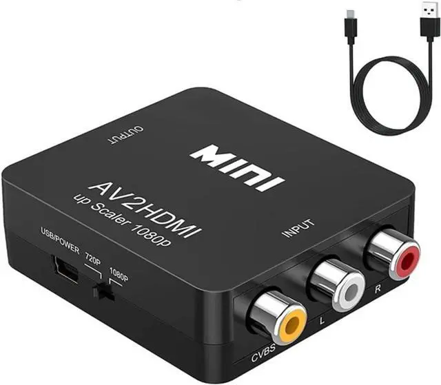 Main image of RCA to HDMI AV to HDMI Converter 1080P Mini RCA Composite CVBS Video Audio Converter Adapter Supporting PAL/NTSC for TV/PC/ PS3/ STB/Xbox VHS/VCR/Blue-Ray DVD Players