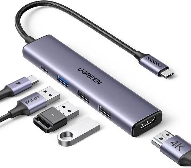 Main image of UGREEN Revodok 105 USB C Hub 5 in 1 Multiport Adapter 4K HDMI, 100W Power Delivery, 3 USB-A Data Ports, USB C Dongle for MacBook Pro/Air, iPad Pro, iMac, iPhone 15 Pro/Pro Max, XPS, Thinkpad