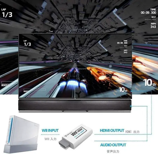 Alt view image 2 of 7 - Wii to HDMI Converter 1080P for Full HD Device Wii HDMI Adapter with 3 5mm Audio Jack&HDMI Output Compatible with Wii Wii U HDTV Monitor-Supports All Wii Display Modes 720P NTS