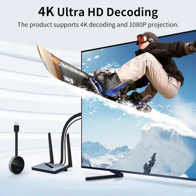 Alt view image 6 of 7 - Wireless HDMI Transmitter and Receiver with Wireless HDMI Converter Dongle Adapter,Plug and Play Support 2.4/5GHz 4K Decoding Wireless HDMI Kit for Streaming Video and Audio to Monitor from Laptop/Pc