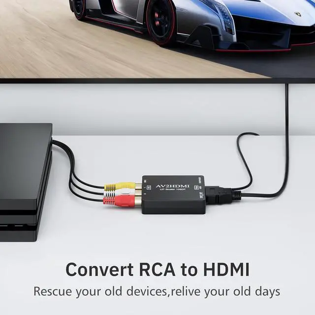 Alt view image 6 of 6 - AV to HDMI Converter RCA to HDMI Converter 1080P Mini RCA Composite CVBS Audio Video Converter Supports PAL/NTSC Compatible with PC/Laptop/Xbox /PS4 /TV/STB/VHS/VCR/Blue-Ray