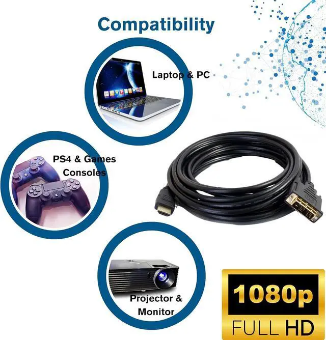 Alt view image 5 of 7 - C2G/ Cables To Go C2G DVI to HDMI Cable, HDMI Adapter, DVI-D Male to HDMI Male, 1080p, Gold Plated for PS4 & PS3, 4.9 Feet (1.5 Meters), Black, Cables to Go 42515
