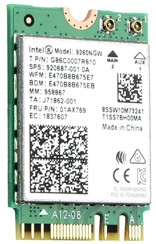 Alt view image 4 of 10 - Dual Band Wireless-AC 9260 Intel 9260NGW NGFF 802.11Ac MU-MIMO 1730Mbps 1.73Gbps WiFi + Bluetooth 5.0 Card Fit Windows 10